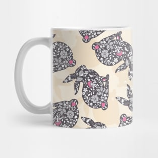 Black Easter Rabbits with Pink Flower Mug